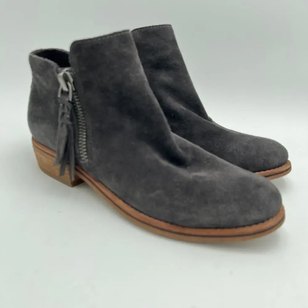 Dolce Vita Sutton Ankle Bootie Womens 8 Gray Suede Leather Dual Side Zip Shoe